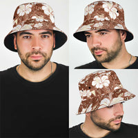 Brown Bula Fiji Masi Hibiscus Seamless Bucket Hat