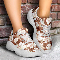 Brown Bula Fiji Masi Hibiscus Seamless Chunky Sneakers