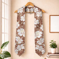 Brown Bula Fiji Masi Hibiscus Seamless Graduation Stole
