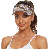 Brown Hawaii Palaka Honohono Pikake Sun Visor Cap Hawaiian Orchid Lei Polynesian Pattern LT14 - Polynesian Pride