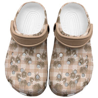Brown Palaka Hawaii Clogs Shoes Hawaiian Lehua Blossoms