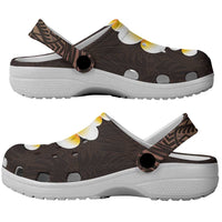 Brown Tropical Plumeria With Galaxy Polynesian Art Clogs Shoes