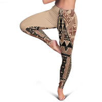 Bula Fiji Leggings Tribal Masi Tapa - Beige