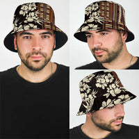 Bula Fiji Masi Bucket Hat Tapa Tropical Hibiscus Half Stylized - Polynesian Pride