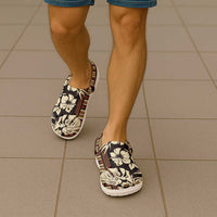 Bula Fiji Masi Clogs Shoes Tapa Tropical Hibiscus Half Stylized - Polynesian Pride