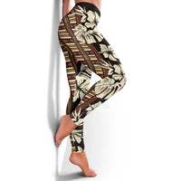 Bula Fiji Masi Leggings Tapa Tropical Hibiscus Half Stylized - Polynesian Pride