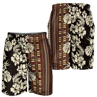 Bula Fiji Masi Shorts for Men Tapa Tropical Hibiscus Half Stylized - Polynesian Pride