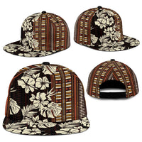 Bula Fiji Masi Snapback Cap Tapa Tropical Hibiscus Half Stylized - Polynesian Pride