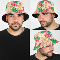 Colorful Aloha Hawaii Hibiscus Orchid Seamless Bucket Hat