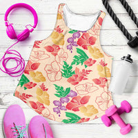 Colorful Aloha Hawaii Hibiscus Orchid Seamless Women Racerback Tank