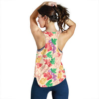 Colorful Aloha Hawaii Hibiscus Orchid Seamless Women Racerback Tank