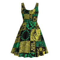 Cook Islands Mere Kiritimiti Midi Dress Pacific Patchwork Xmas Vibes - Polynesian Pride