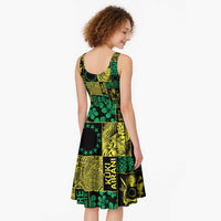 Cook Islands Mere Kiritimiti Midi Dress Pacific Patchwork Xmas Vibes - Polynesian Pride