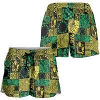 Cook Islands Mere Kiritimiti Shorts for Women Pacific Patchwork Xmas Vibes - Polynesian Pride