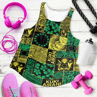 Cook Islands Mere Kiritimiti Women Racerback Tank Pacific Patchwork Xmas Vibes - Polynesian Pride