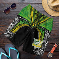 Cook Islands Rugby League Shorts for Men Polynesian and Tatau Tribal Art - Black Color