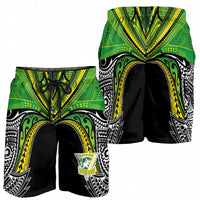 Cook Islands Rugby League Shorts for Men Polynesian and Tatau Tribal Art - Black Color