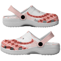 Coral Red Polynesian Tribal Turtle Floral Pattern Clogs Shoes - Polynesian Pride