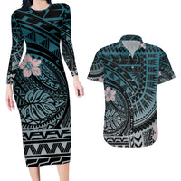 Polynesian Pride Hawaii Matching Outfit For Couples Hawaii Flower And Leaf Pattern Bodycon Dress And Hawaii Shirt