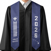 Custom Aloha Hawaii Graduation Stole Kakau Pattern Blue Version