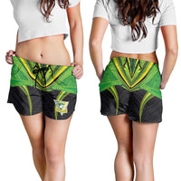 Custom Cook Islands Rugby Shorts for Women Tatau Art Sport Style Black Color