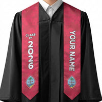 Custom Guam Graduation Stole Guaman Seal Red Floral Design