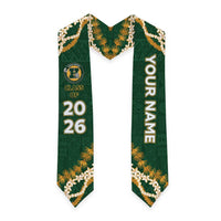 Custom Hana High And Elementary School Graduation Stole Tapa Pattern With Leis