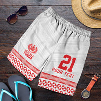Custom Mate Ma'a Tonga Heritage Shorts for Men Pacific Tribal Rugby White Edition - Polynesian Pride