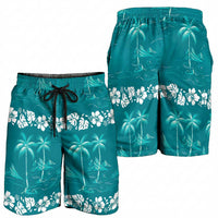 Cyan Hawaii Palm Tree Hibiscus Shorts for Men Fantasy Summer Vibe LT01 - Polynesian Pride