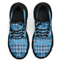 Cyan Palaka Hawaii Cowboy Clunky Sneakers Puakenikeni Lei Paniolo Papale Seamless Vibes - Polynesian Pride