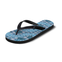 Cyan Palaka Hawaii Cowboy Flip Flops Puakenikeni Lei Paniolo Papale Seamless Vibes - Polynesian Pride