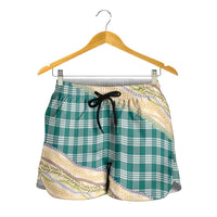 Cyan Palaka Hawaii Leis Elegant Vibes Shorts for Women