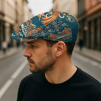 Dark Cyan Blue Batik Papua-inspired Pattern Jeff Hat - Polynesian Pride