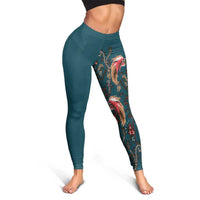 Dark Cyan Blue Bird of Batik Papua Leggings Exotic Natural Wealth of Papua - Polynesian Pride