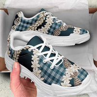Dark Cyan Hawaii Tiare and Shell Lei Chunky Sneakers Hawaiian Palaka Luxury Vibes - Polynesian Pride