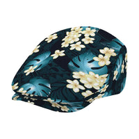 Dark Cyan Tropical Hawaii Jeff Hat Seamless Monstera Plumeria Hawaiian Pattern - Polynesian Pride