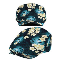 Dark Cyan Tropical Hawaii Jeff Hat Seamless Monstera Plumeria Hawaiian Pattern - Polynesian Pride