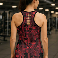 Dark Samoa Manuia Le Kerisimasi Hollow Tank Top Pacific Patchwork Xmas Vibes - Polynesian Pride