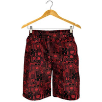 Dark Samoa Manuia Le Kerisimasi Shorts for Men Pacific Patchwork Xmas Vibes - Polynesian Pride