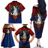 Filipinos Lapu-lapu Hero Family Matching Off Shoulder Long Sleeve Dress and Hawaiian Shirt Philippines Flag and Sun DT02 - Polynesian Pride