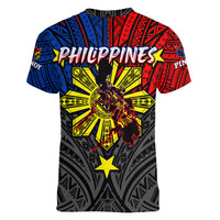 Philippines Half Sleeve Tattoo Women V Neck T Shirt Pinoy Filipinos Sun DT02 - Polynesian Pride