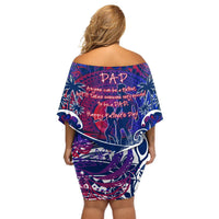 Father's Day Samoa Off Shoulder Short Dress Special Dad Polynesia Paradise DT02 - Polynesian Pride
