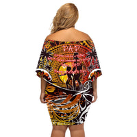 Father's Day Tonga Off Shoulder Short Dress Special Dad Polynesia Paradise DT02 - Polynesian Pride