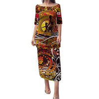 Father's Day Tonga Puletasi Special Dad Polynesia Paradise DT02 Long Dress Orange - Polynesian Pride
