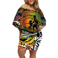 Father's Day Vanuatu Off Shoulder Short Dress Special Dad Polynesia Paradise DT02 Women Art - Polynesian Pride