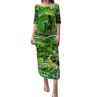 Father's Day Cook Islands Puletasi Special Dad Polynesia Paradise DT02 Long Dress Green - Polynesian Pride
