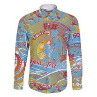 Father's Day Fiji Family Matching Long Sleeve Bodycon Dress and Hawaiian Shirt Special Dad Polynesia Paradise