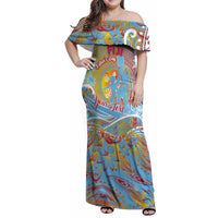 Father's Day Fiji Family Matching Off Shoulder Maxi Dress and Hawaiian Shirt Special Dad Polynesia Paradise DT02 Mom's Dress Red - Polynesian Pride