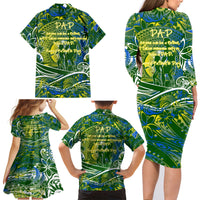Father's Day Solomon Islands Family Matching Long Sleeve Bodycon Dress and Hawaiian Shirt Special Dad Polynesia Paradise