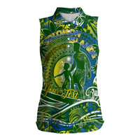Father's Day Solomon Islands Women Sleeveless Polo Shirt Special Dad Polynesia Paradise